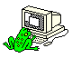 a frog using a computer