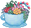 a teacup filled with succulents